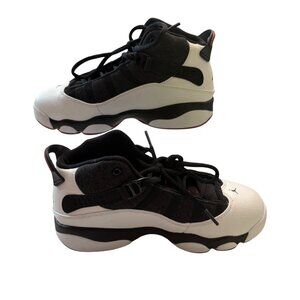 Air Jordan 6 Rings Basketball Shoes White/Black Boys Size 3Y High-Top Sneakers